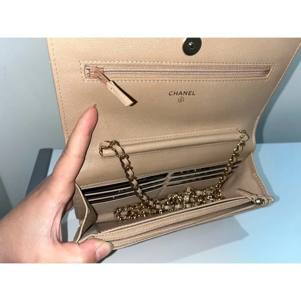 Chanel Wallet on a Chain in Beige Caviar - Picture 5 of 5